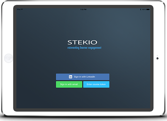 STEKIO learning engagement iPad app sign-up 1